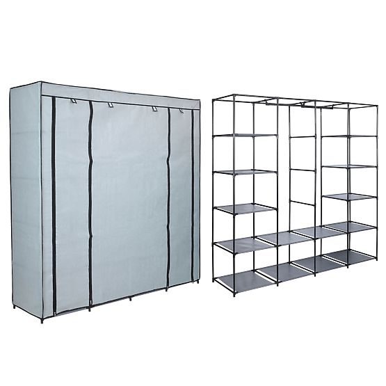 Armoire textile avec étagères Olena grise
