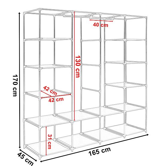 Armoire textile avec étagères Olena grise