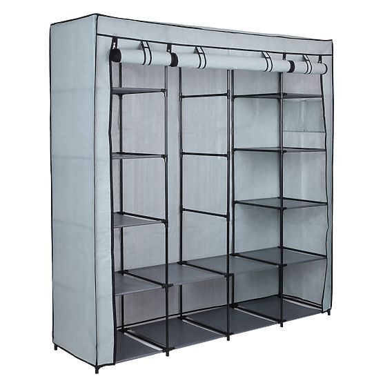 Armoire textile avec étagères Olena grise