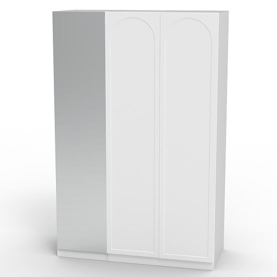 Armoire trois portes Neroli, miroir/panneau arc, blanc