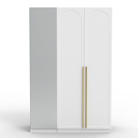 Armoire trois portes Neroli, miroir/panneau arc, blanc