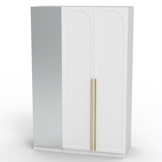 Armoire trois portes Neroli, miroir/panneau arc, blanc