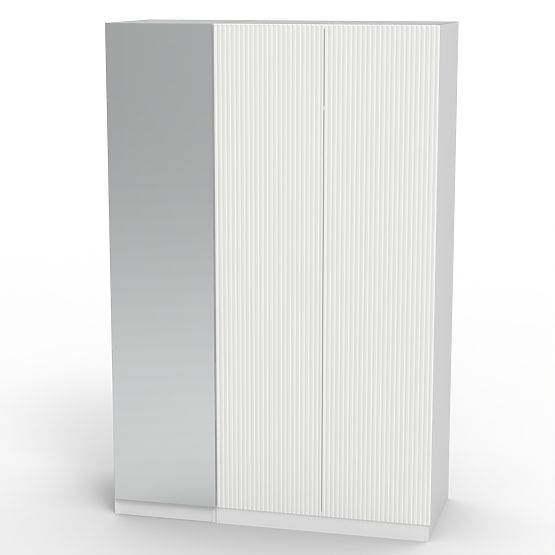Armoire trois portes Neroli, miroir/rainures simples, blanc