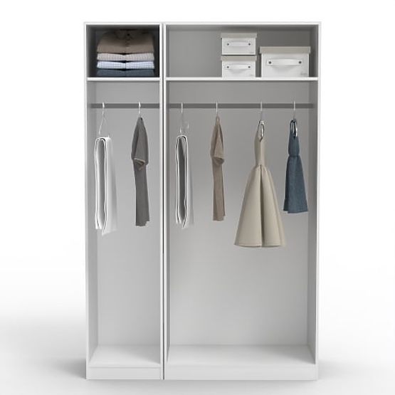 Armoire trois portes Neroli, miroir/rainures simples, blanc