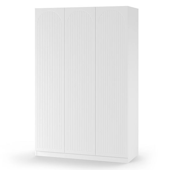 Armoire à trois portes Neroli, rainures en arc, blanche