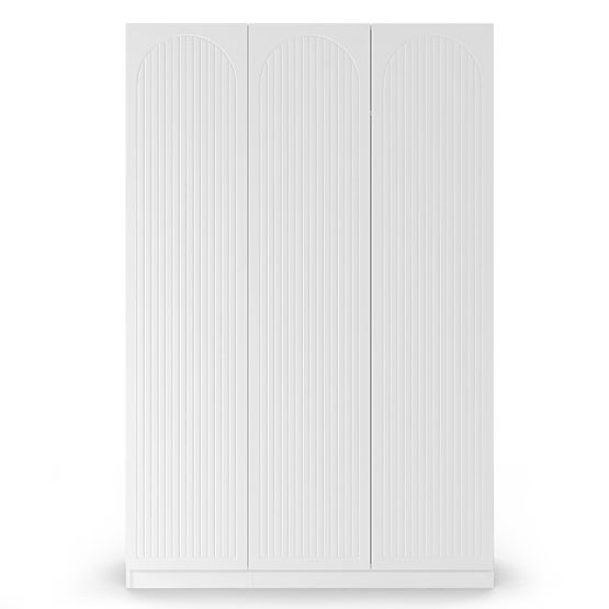Armoire à trois portes Neroli, rainures en arc, blanche