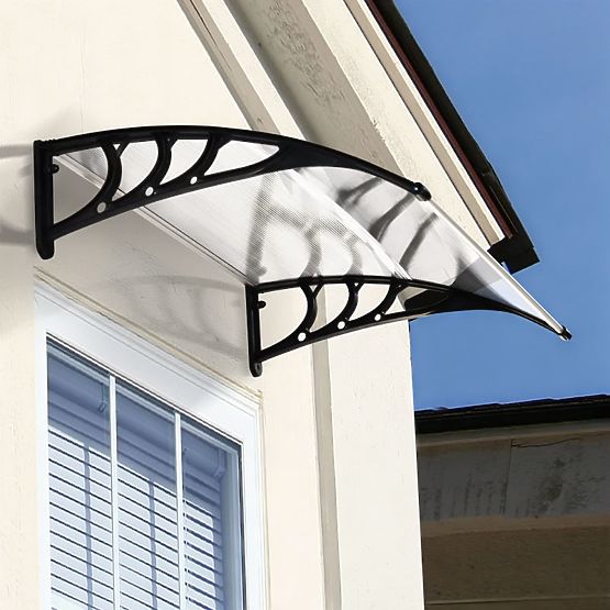 Auvent de porte 150x100 cm abri protection polycarbonate