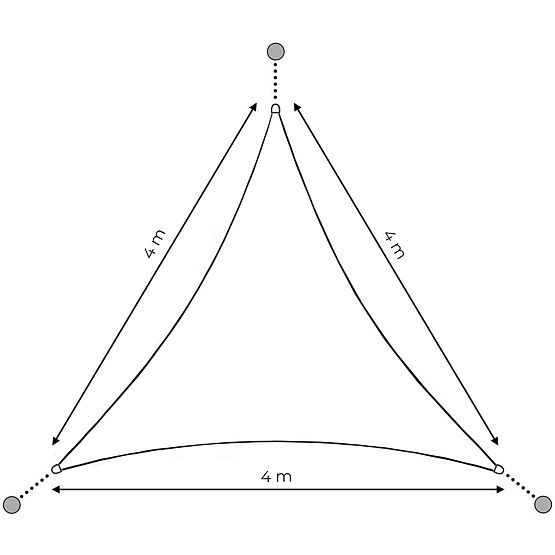 Bâche triangulaire imperméable 4x4x4 m - beige