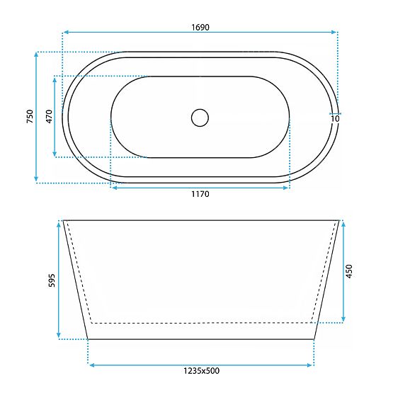 Baignoire autoportante en acrylique ROMA 170