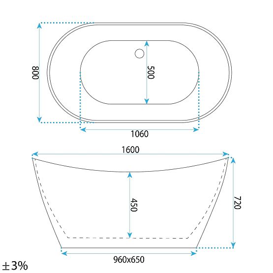Baignoire autoportante Rea Ferrano 160