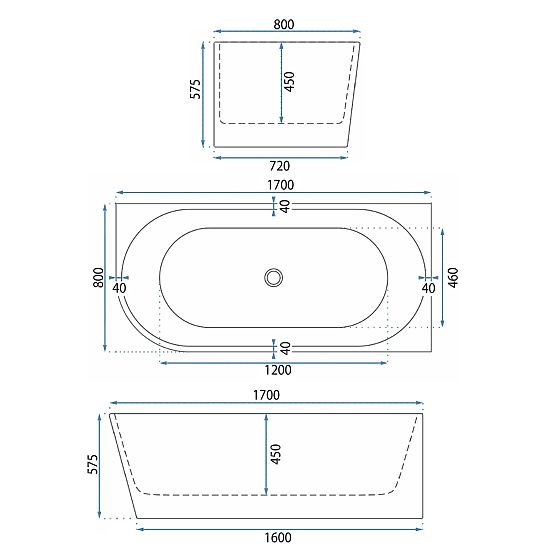 Baignoire d'angle en acrylique WENUS DROITE 170