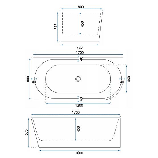 Baignoire d'angle en acrylique WENUS GAUCHE 170