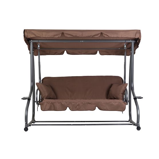 Balancelle de jardin convertible 2 en 1 avec coussins marron