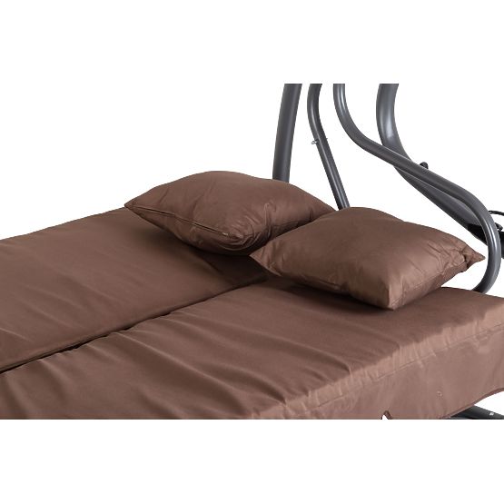 Balancelle de jardin convertible 2 en 1 avec coussins marron