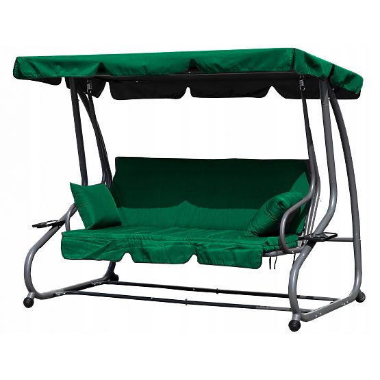 Balancelle de jardin convertible 2 en 1 avec coussins verts