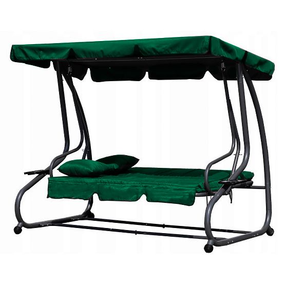 Balancelle de jardin convertible 2 en 1 avec coussins verts