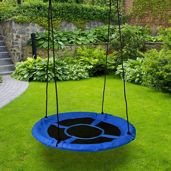 Balançoire de jardin nid de cigogne ROMEK bleu 100 cm