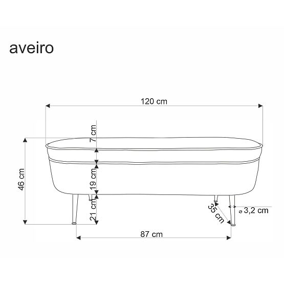 Banc AVEIRO avec espace de rangement, crème