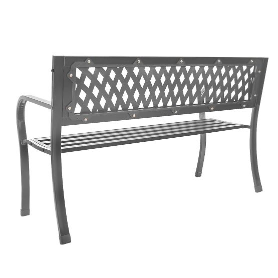 Banc de jardin ajouré avec dossier pour parc, terrasse, balcon, structure en métal, graphite