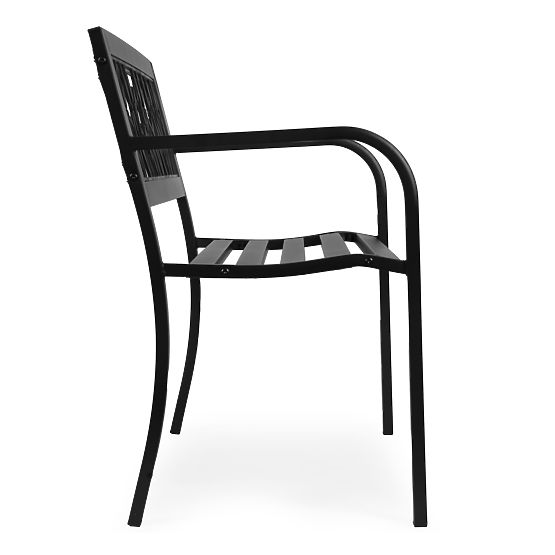 Banc de jardin avec dossier décoratif 120x50 cm en métal noir parc MultiGarden