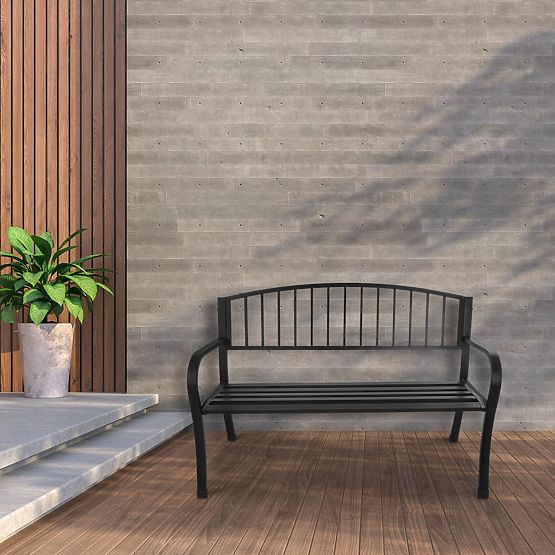 Banc de jardin avec dossier pour parc, terrasse, balcon, structure métallique