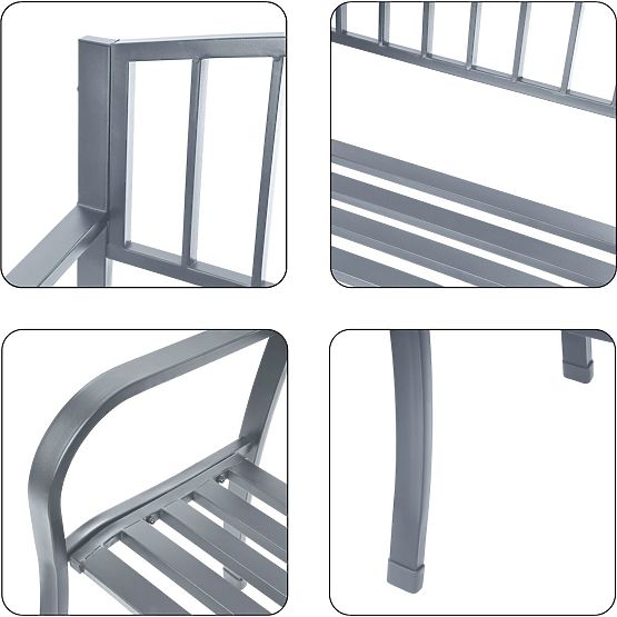 Banc de jardin avec dossier pour terrasse balcon structure métallique graphite