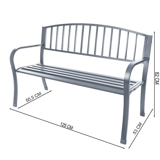 Banc de jardin avec dossier pour terrasse balcon structure métallique graphite