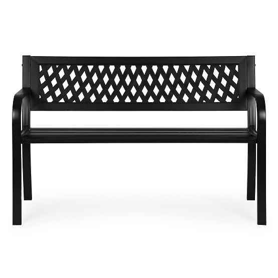 Banc de jardin avec dossier à treillis 120x50 cm en métal noir parc MultiGarden