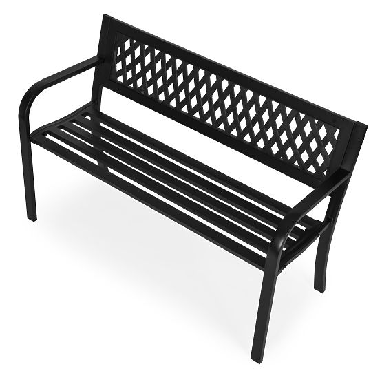 Banc de jardin avec dossier à treillis 120x50 cm en métal noir parc MultiGarden