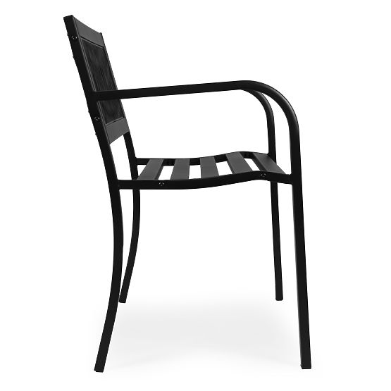 Banc de jardin avec dossier à treillis 120x50 cm en métal noir parc MultiGarden