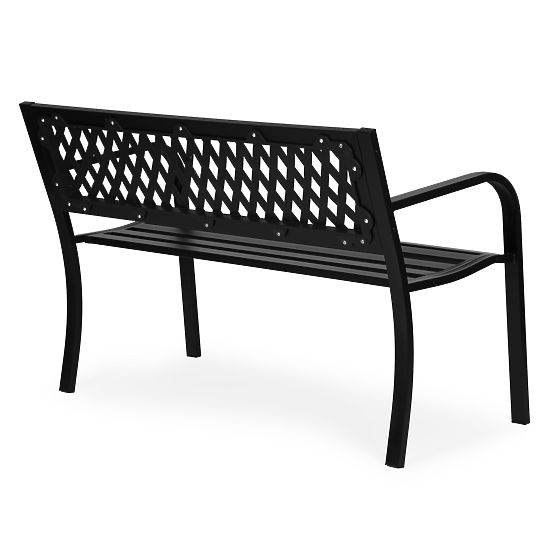 Banc de jardin avec dossier à treillis 120x50 cm en métal noir parc MultiGarden