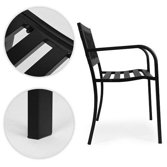 Banc de jardin avec dossier à treillis 120x50 cm en métal noir parc MultiGarden