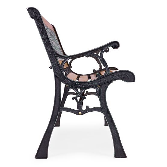 Banc de jardin en bois 126x51 cm avec dossier à treillis et pieds en fonte parc MultiGarden