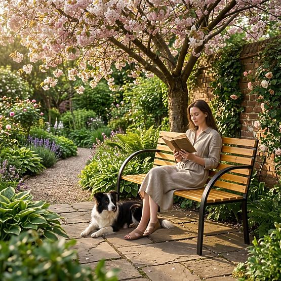 Banc de jardin en bois avec dossier 122x57 cm parc MultiGarden