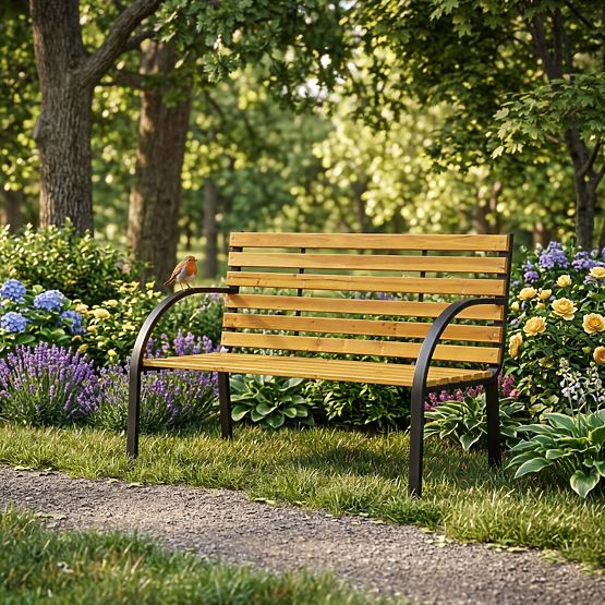 Banc de jardin en bois avec dossier 122x57 cm parc MultiGarden
