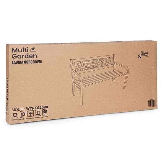 Banc de jardin en bois avec dossier à treillis 118x52 cm parc MultiGarden