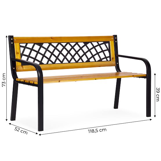 Banc de jardin en bois avec dossier à treillis 118x52 cm parc MultiGarden