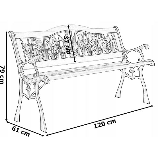 Banc de jardin en fonte TULIPÁN