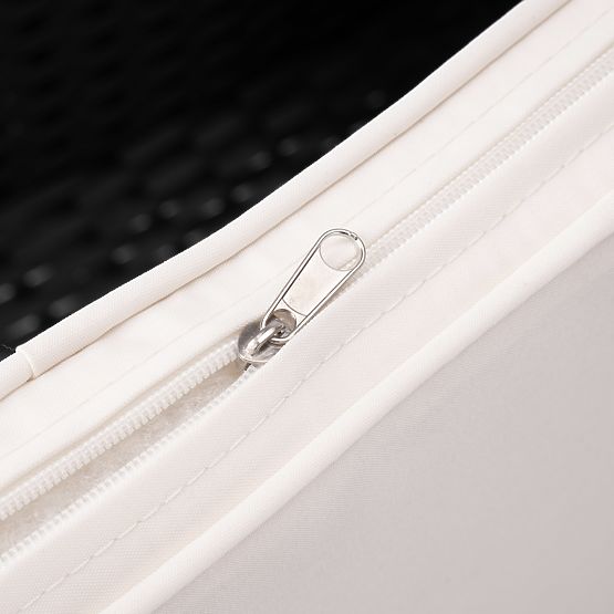 Banc de jardin en résine tressée canapé CORDOBA noir avec coussins beiges