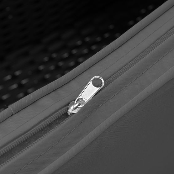 Banc de jardin en résine tressée canapé CORDOBA noir avec coussins gris