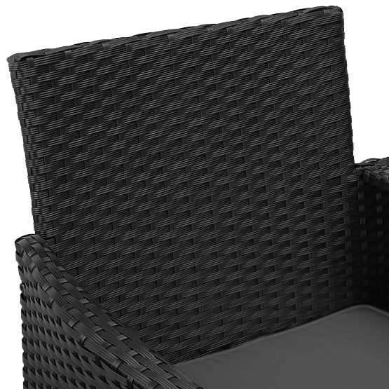 Banc de jardin en résine tressée canapé CORDOBA noir avec coussins gris