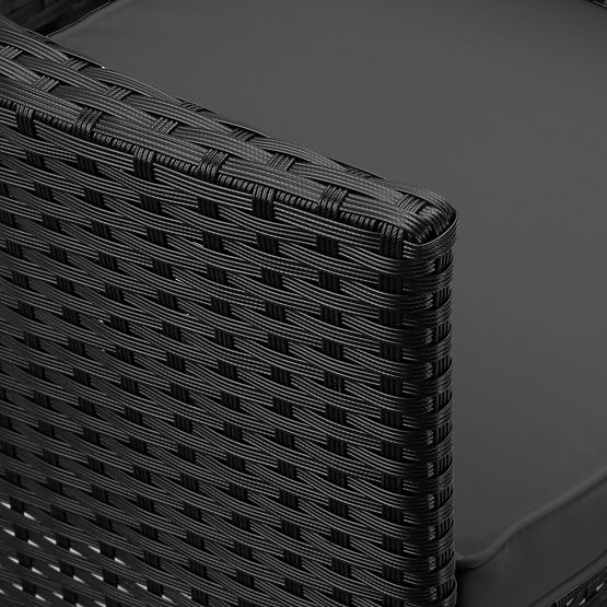 Banc de jardin en résine tressée canapé CORDOBA noir avec coussins gris