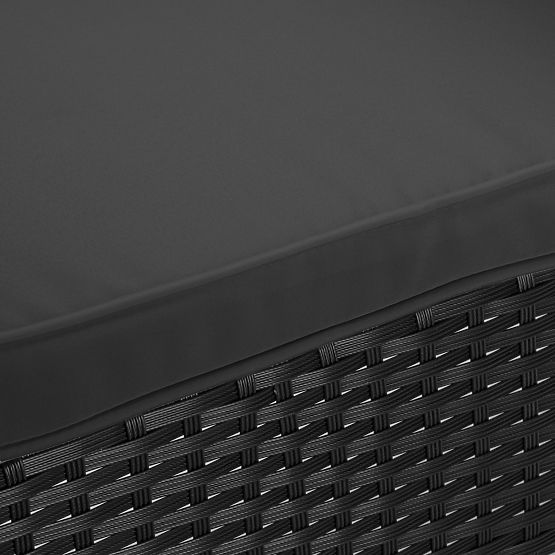 Banc de jardin en résine tressée canapé CORDOBA noir avec coussins gris