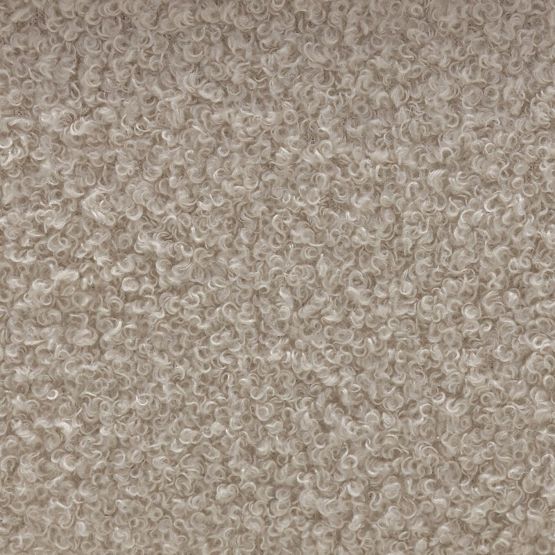 Banc rembourré Loppo beige clair, bouclé, Noyer Wisconsin