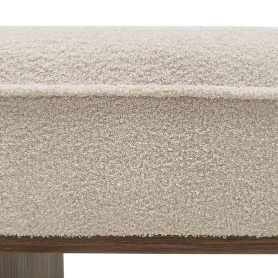 Banc rembourré Loppo beige clair, bouclé, Noyer Wisconsin