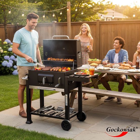 Barbecue à charbon d'angle VULCAN avec grille en fonte