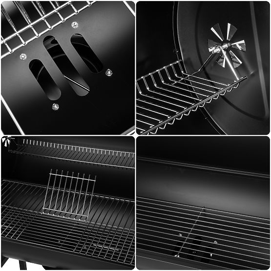 Barbecue à charbon de jardin 2 grilles tiroir à cendres BAREL WOOD