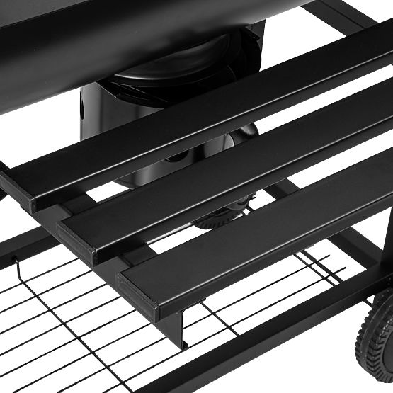 Barbecue à charbon de jardin en tonneau avec 2 grilles et tiroir à cendres