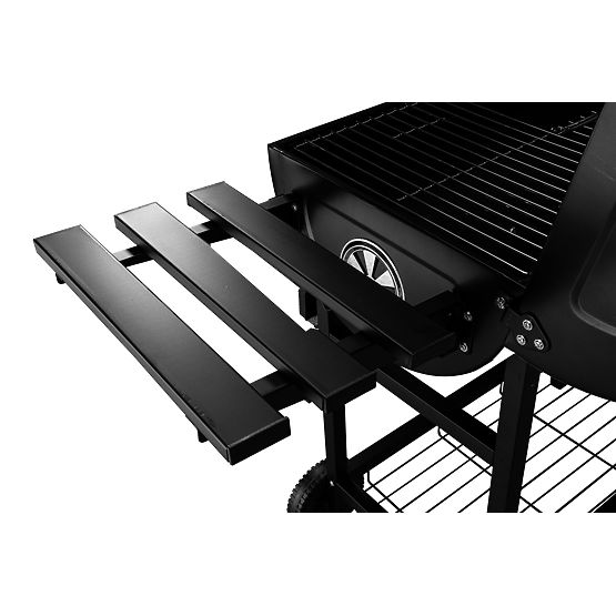 Barbecue à charbon de jardin en tonneau avec 2 grilles et tiroir à cendres