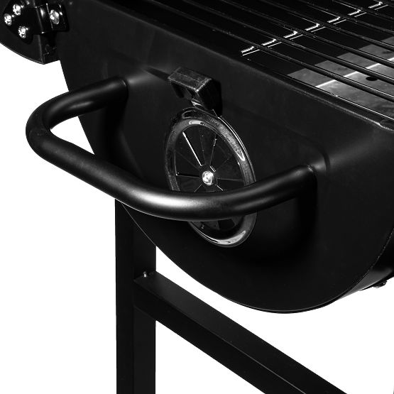 Barbecue à charbon de jardin en tonneau avec 2 grilles et tiroir à cendres